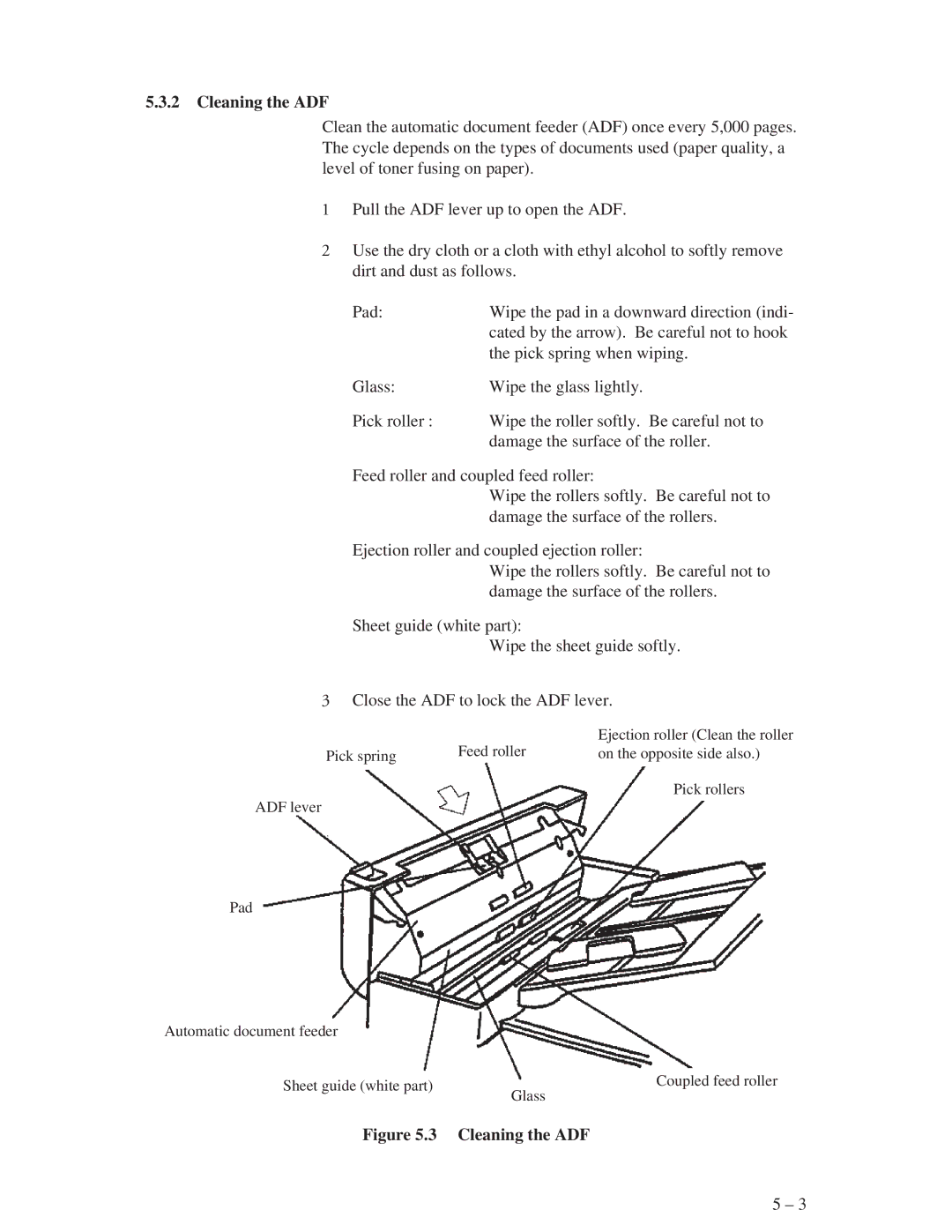 Fujitsu M3093EX, M3093GX manual Cleaning the ADF 