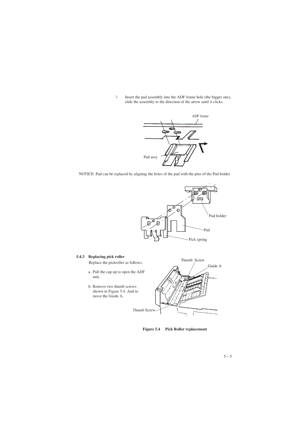 Fujitsu M3093EX, M3093GX manual Replacing pick roller, Pick Roller replacement 