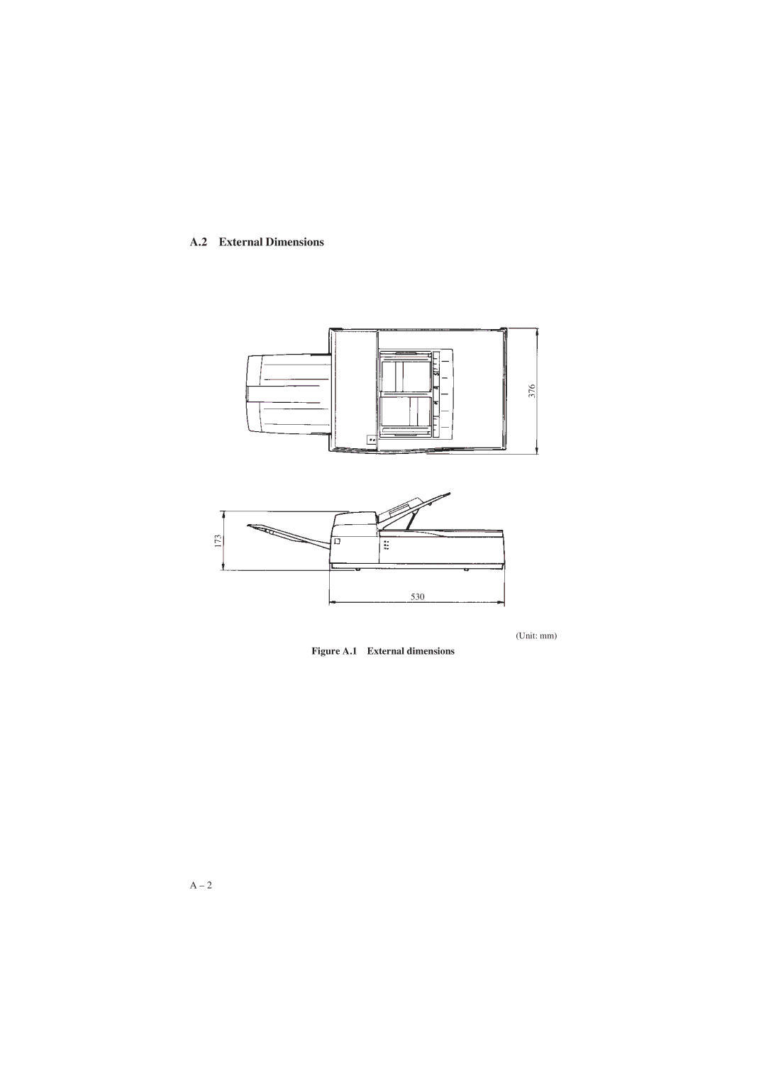 Fujitsu M3093GX, M3093EX manual External Dimensions, Figure A.1 External dimensions 