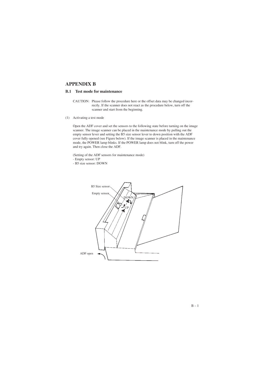 Fujitsu M3093EX, M3093GX manual Appendix B, Test mode for maintenance 