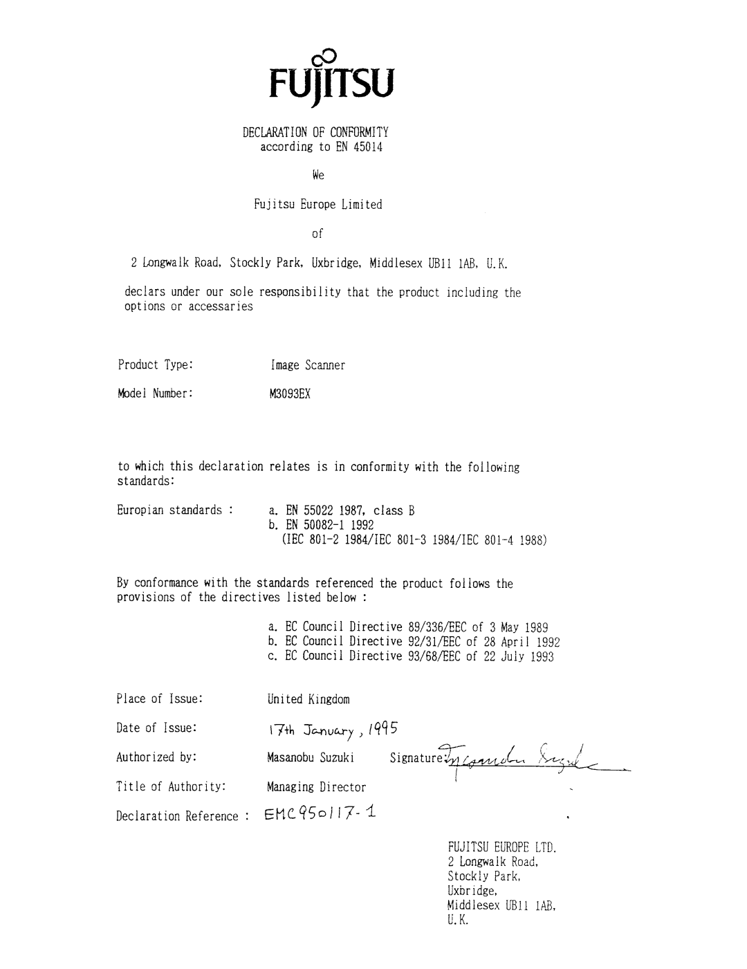 Fujitsu M3093EX, M3093GX manual 