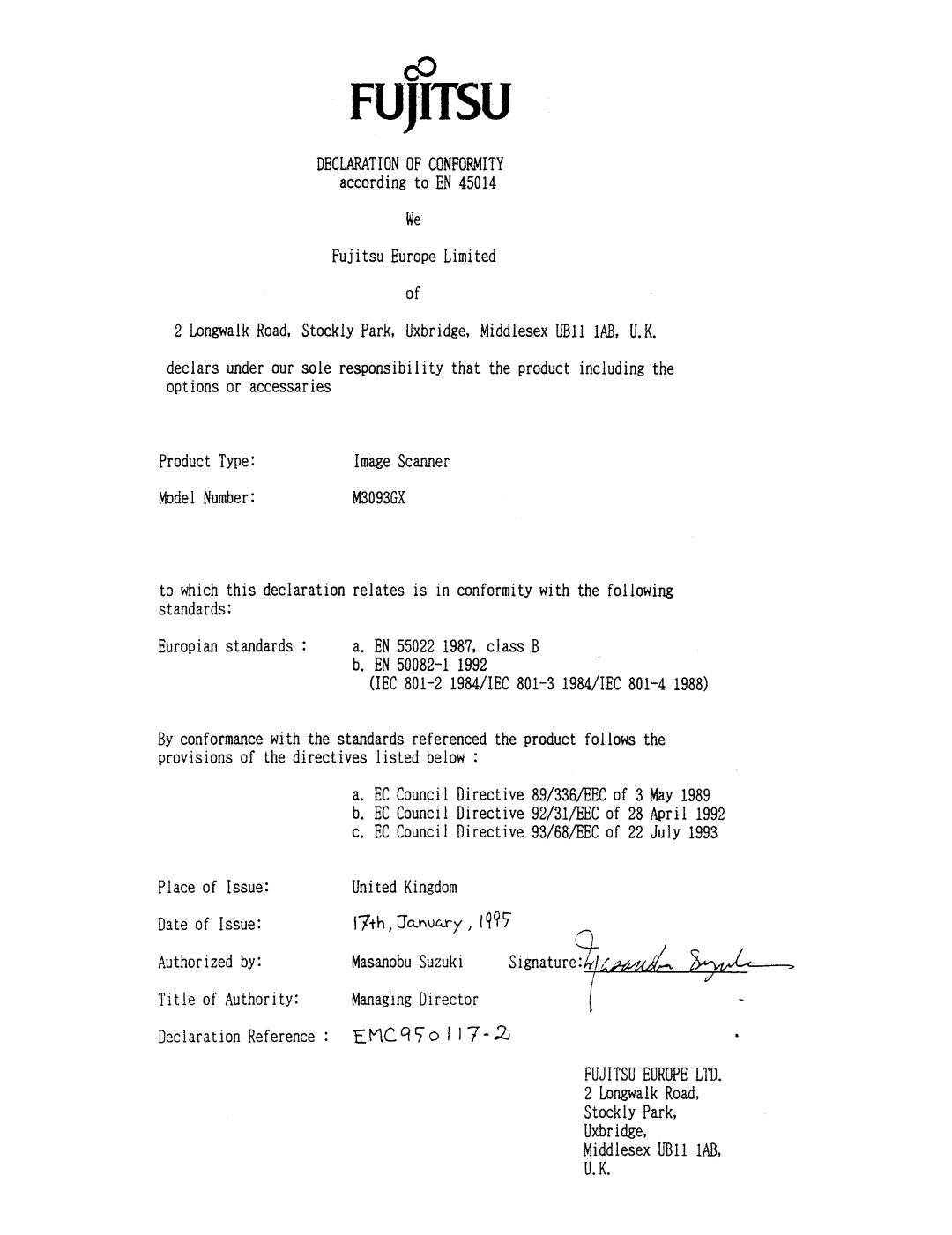 Fujitsu M3093GX, M3093EX manual 