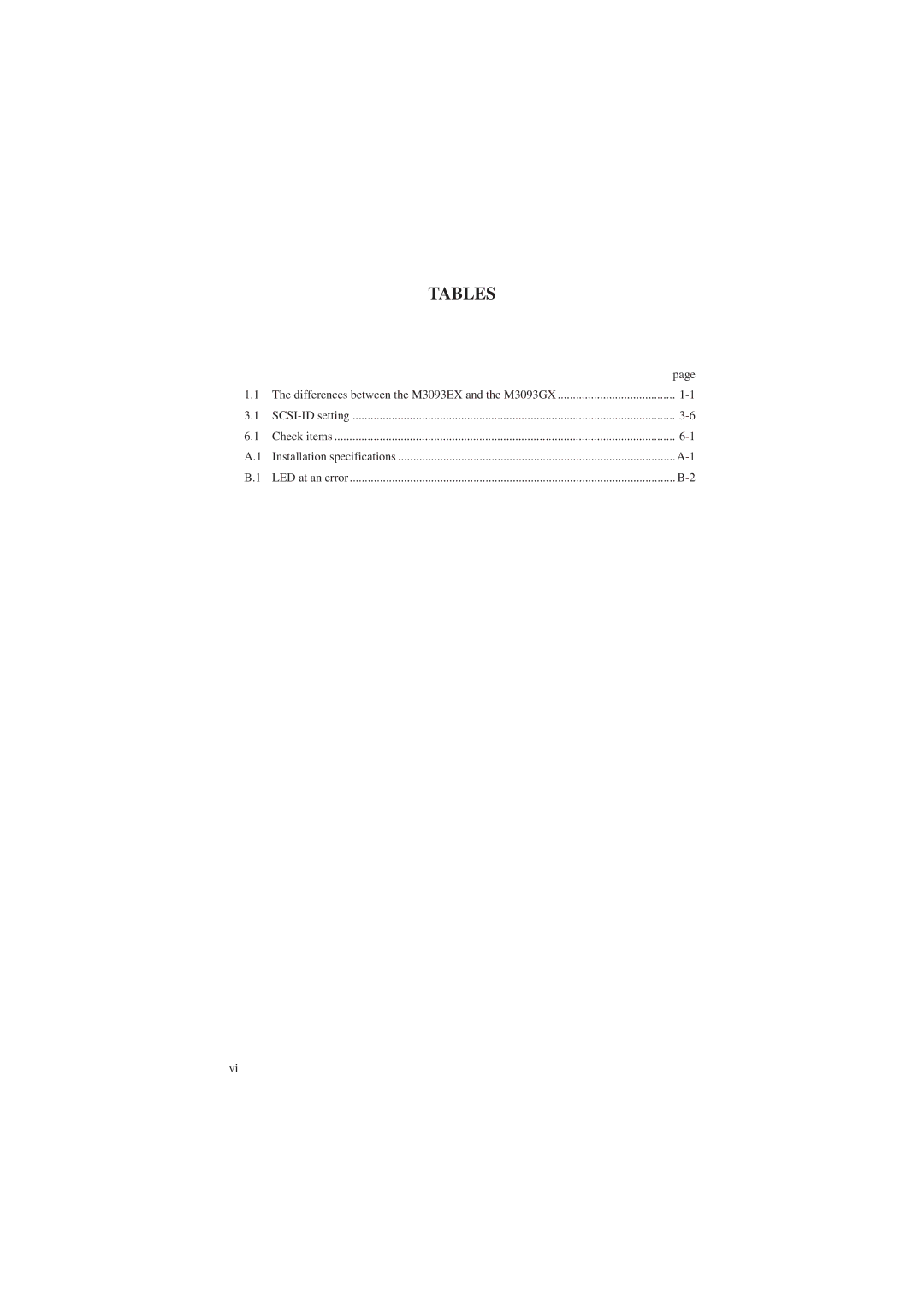 Fujitsu M3093GX, M3093EX manual Tables 