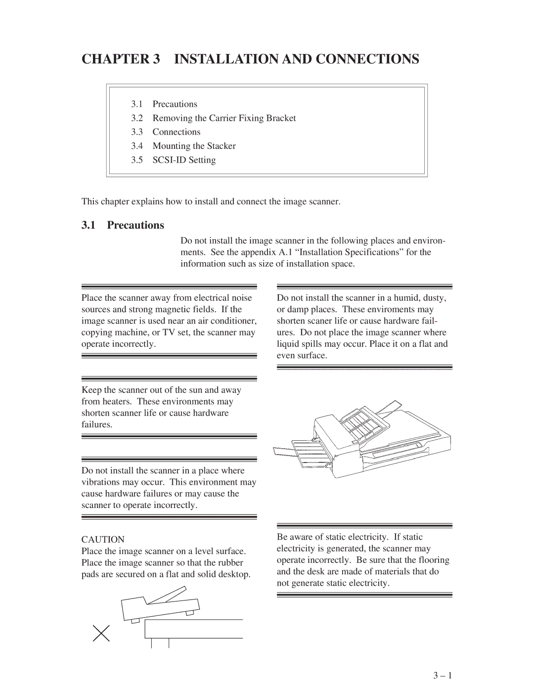 Fujitsu M3096EX, M3096GX manual Installation and Connections, Precautions 