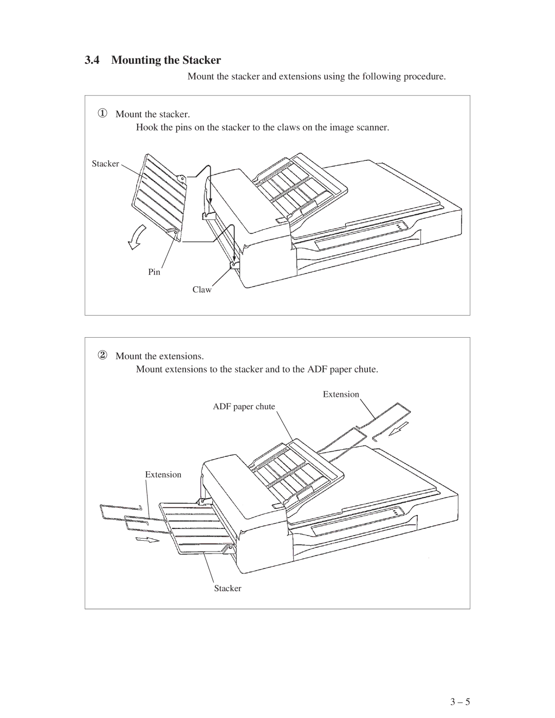 Fujitsu M3096EX, M3096GX manual Mounting the Stacker 