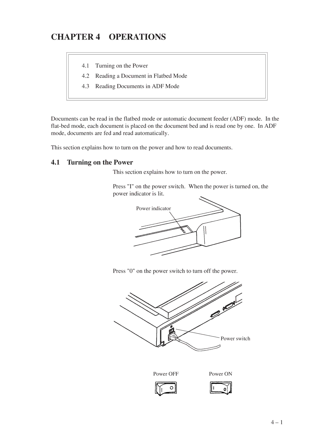 Fujitsu M3096EX, M3096GX manual Operations, Turning on the Power 