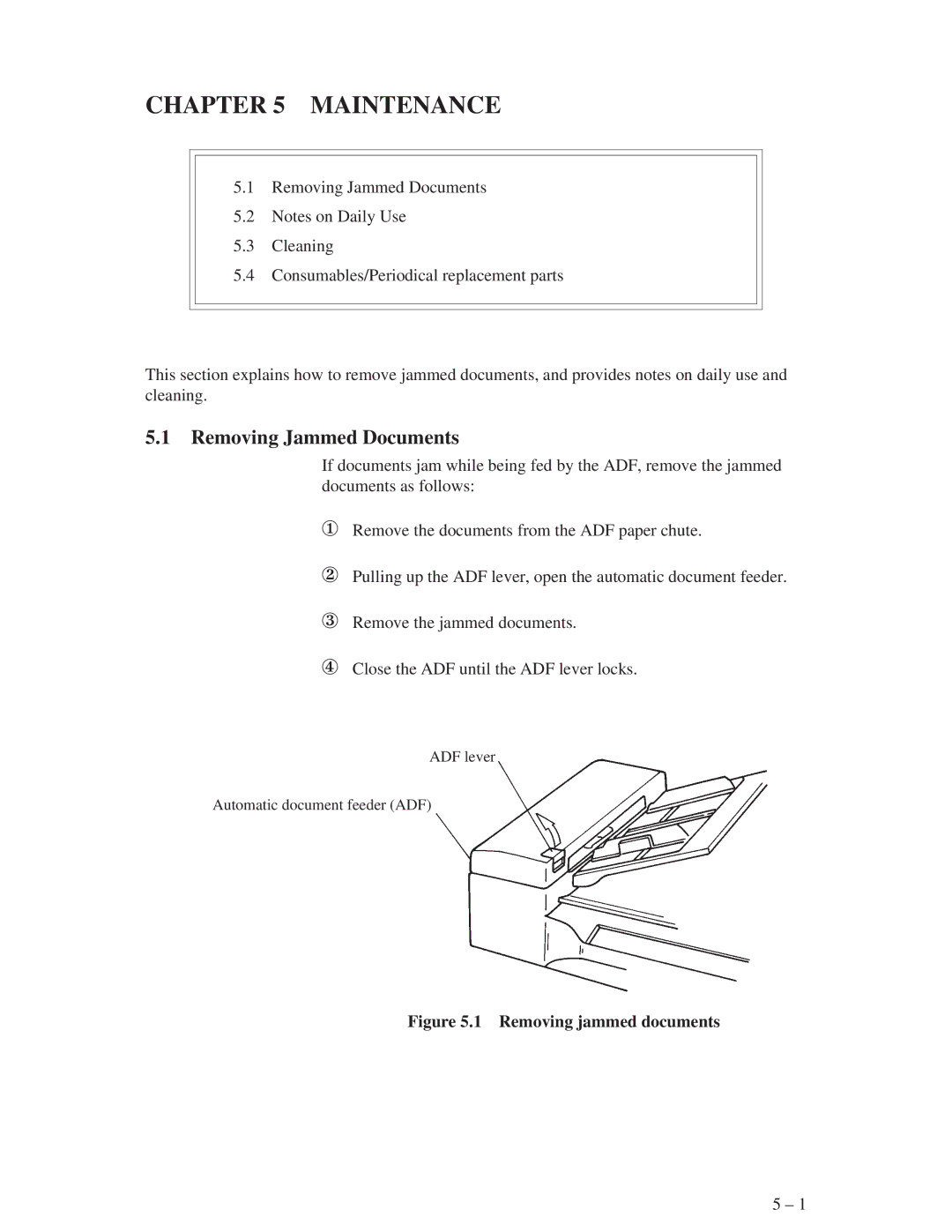 Fujitsu M3096EX, M3096GX manual Maintenance, Removing Jammed Documents 