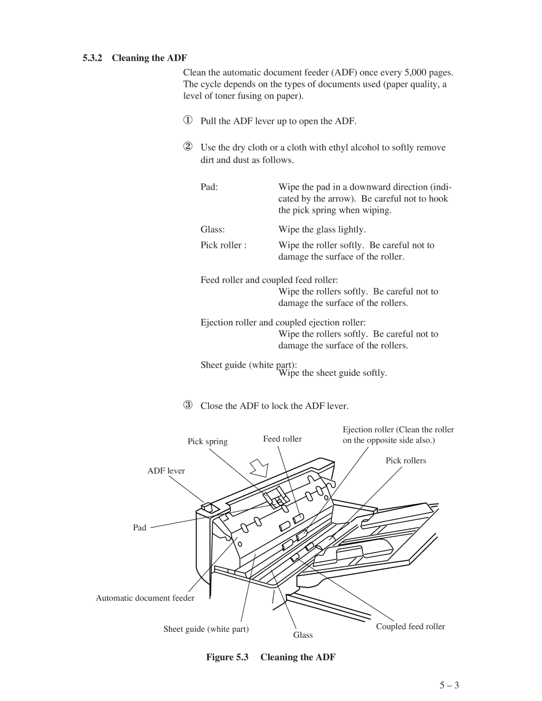 Fujitsu M3096EX, M3096GX manual Cleaning the ADF 