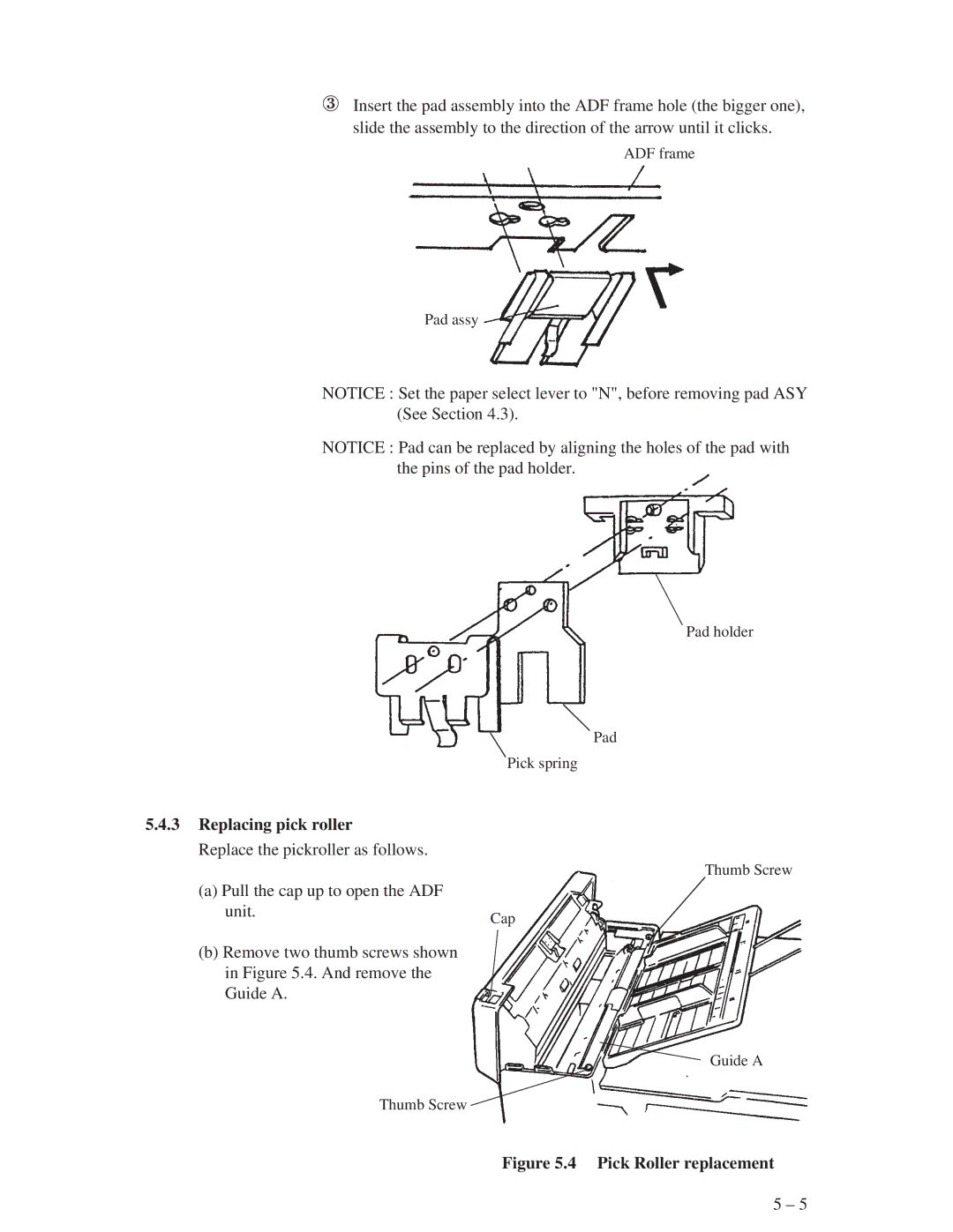 Fujitsu M3096EX, M3096GX manual Replacing pick roller, Pick Roller replacement 