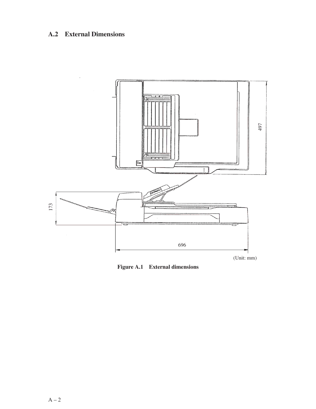 Fujitsu M3096GX, M3096EX manual External Dimensions, Figure A.1 External dimensions 