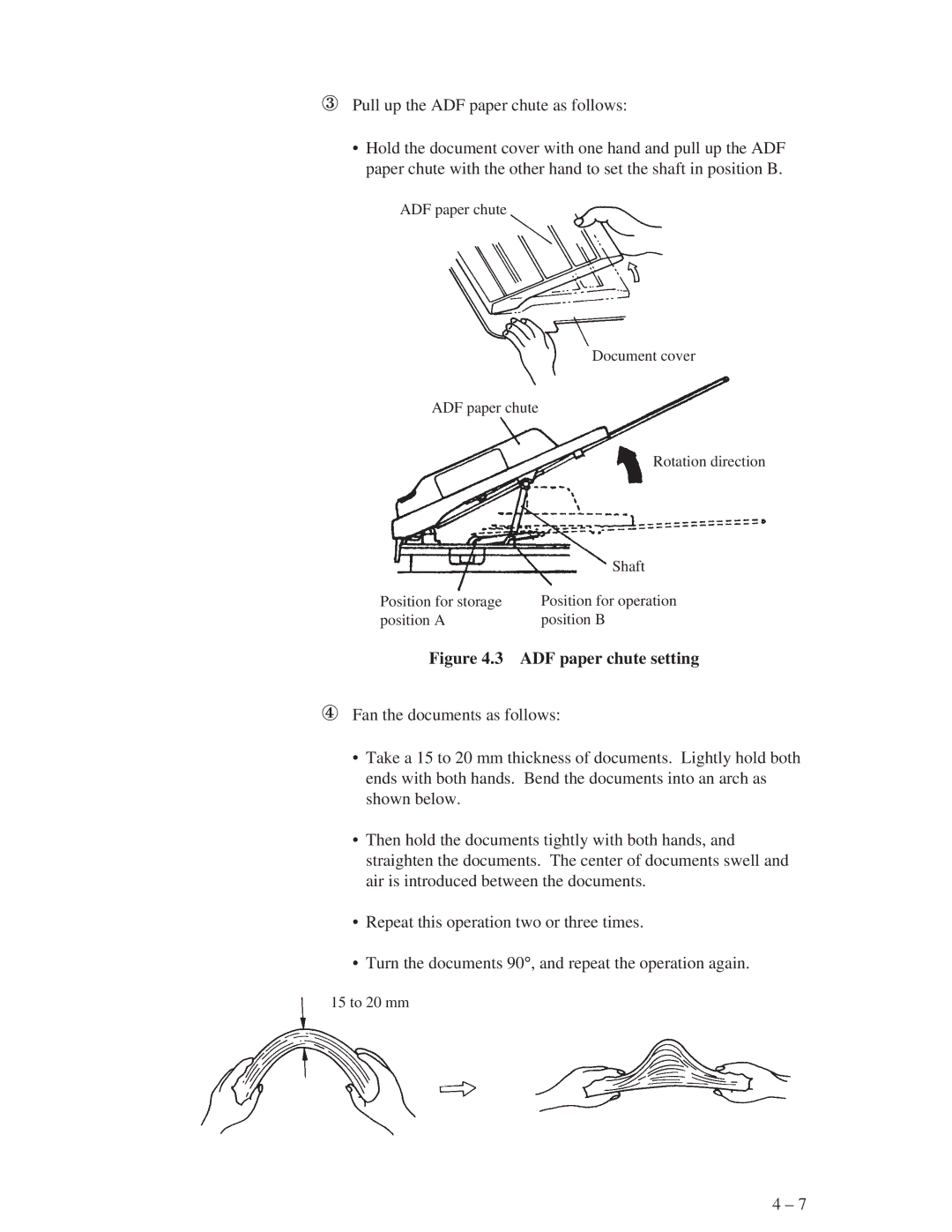 Fujitsu M3096EX/GX manual ADF paper chute setting 