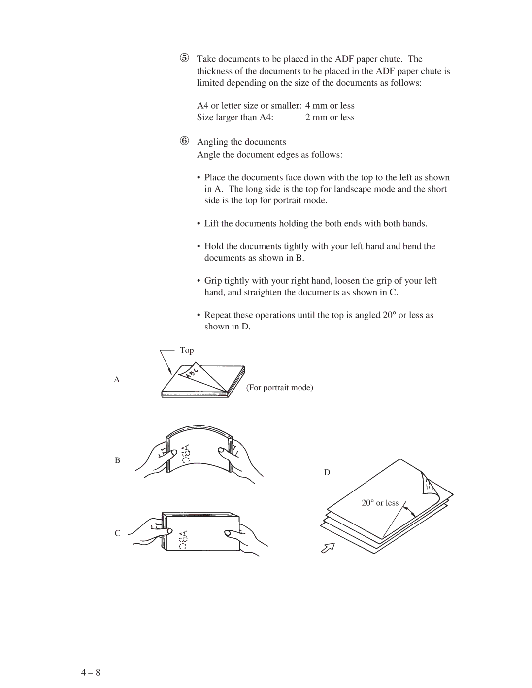 Fujitsu M3096EX/GX manual Top For portrait mode Or less 