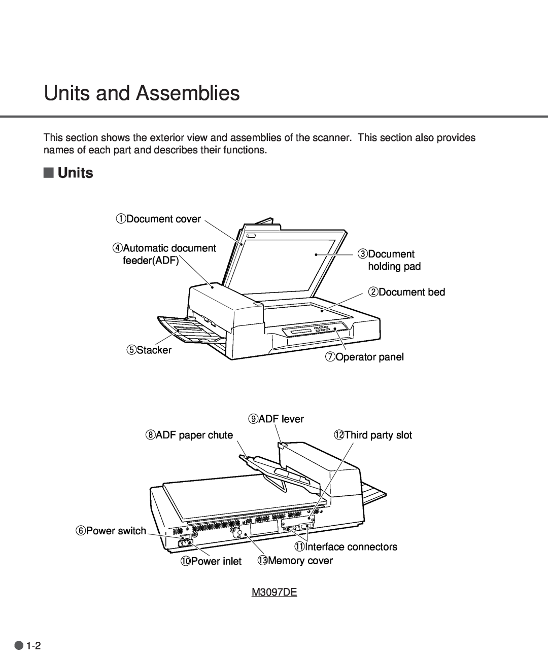 Fujitsu M3097DG, M3097DE manual Units and Assemblies 