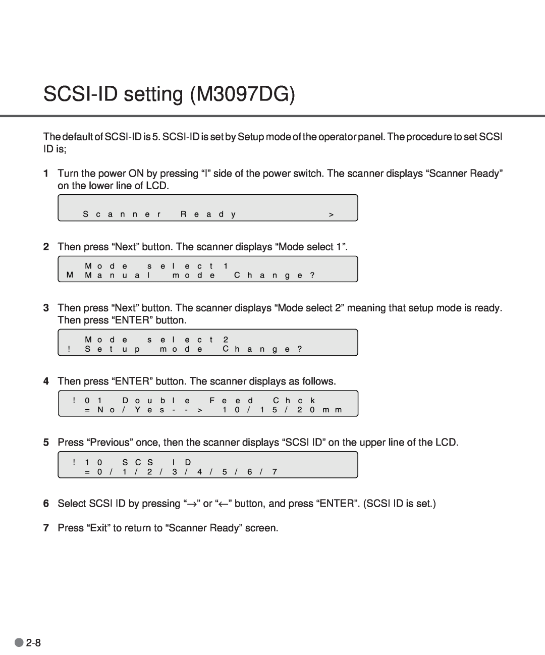Fujitsu M3097DE manual SCSI-ID setting M3097DG 