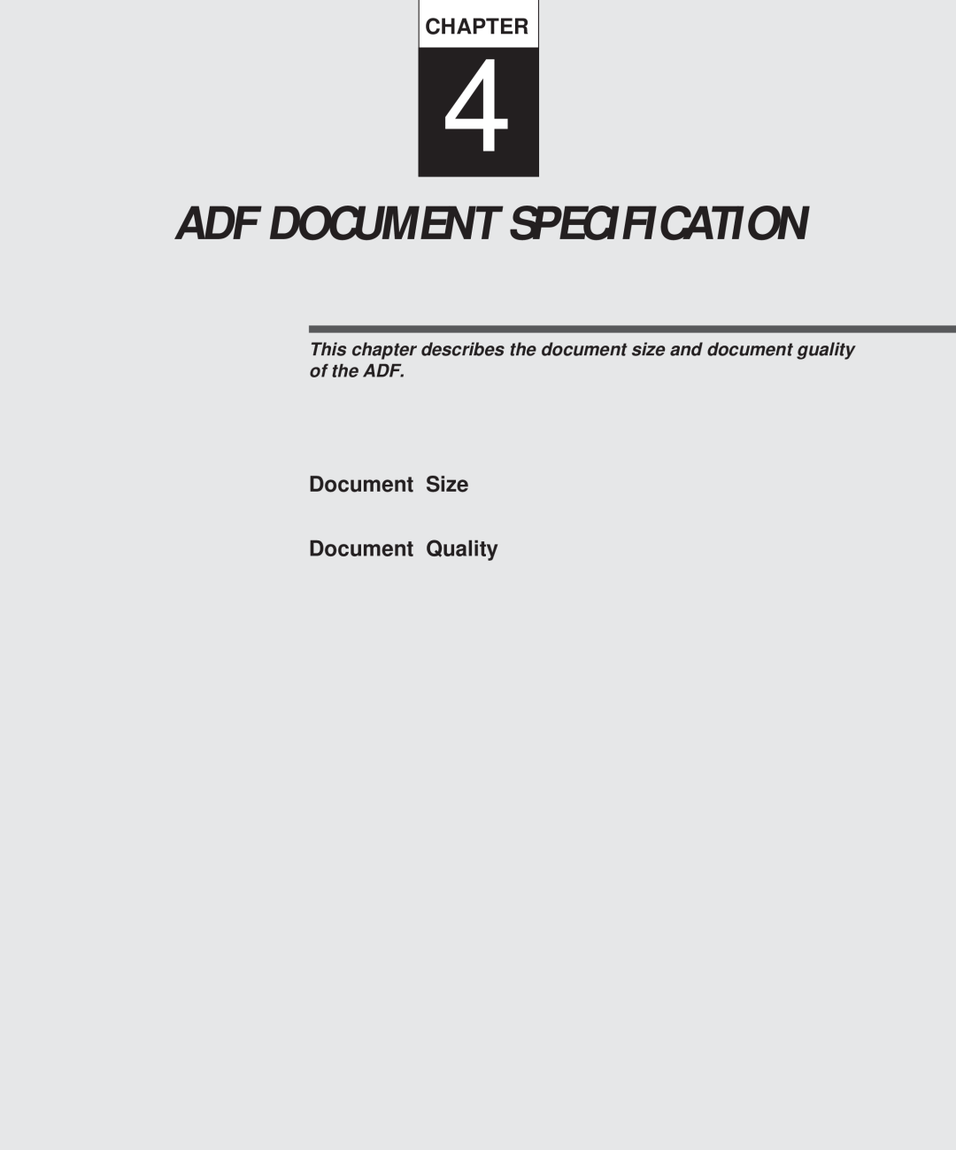Fujitsu M3097DE, M3097DG manual Adf Document Specification, Document Size Document Quality, Chapter 