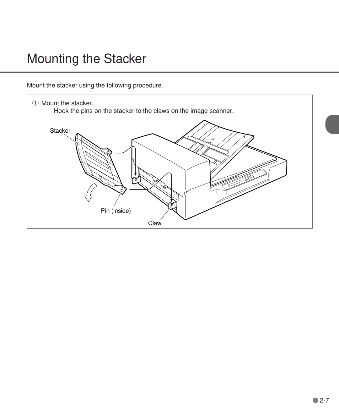 Fujitsu M3097DG, M3097DE manual Mounting the Stacker 