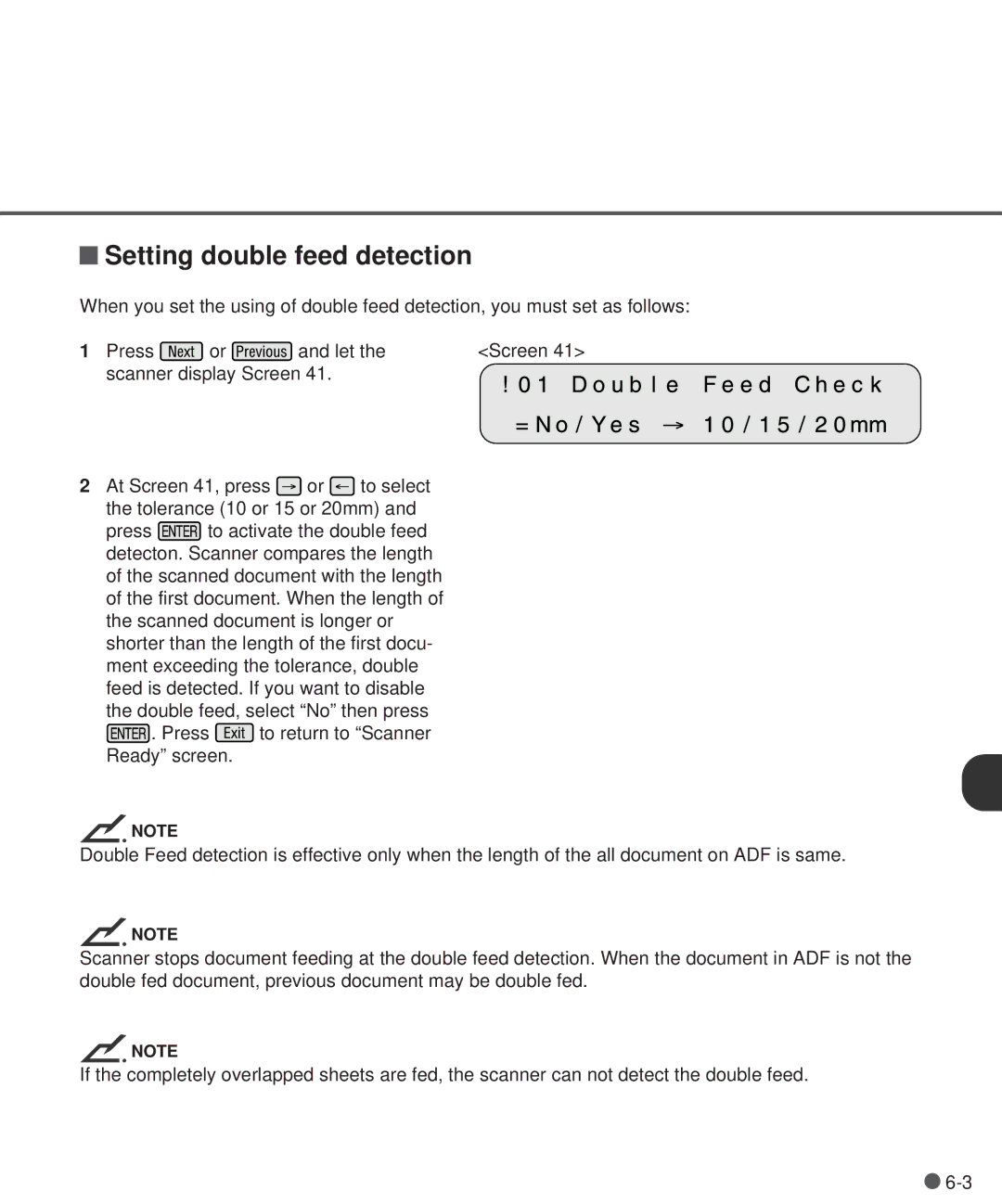 Fujitsu M3097DG, M3097DE manual Setting double feed detection 