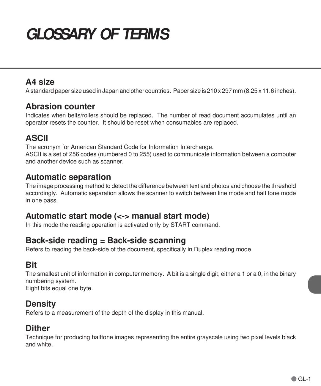 Fujitsu M3097DG, M3097DE manual Glossary of Terms 