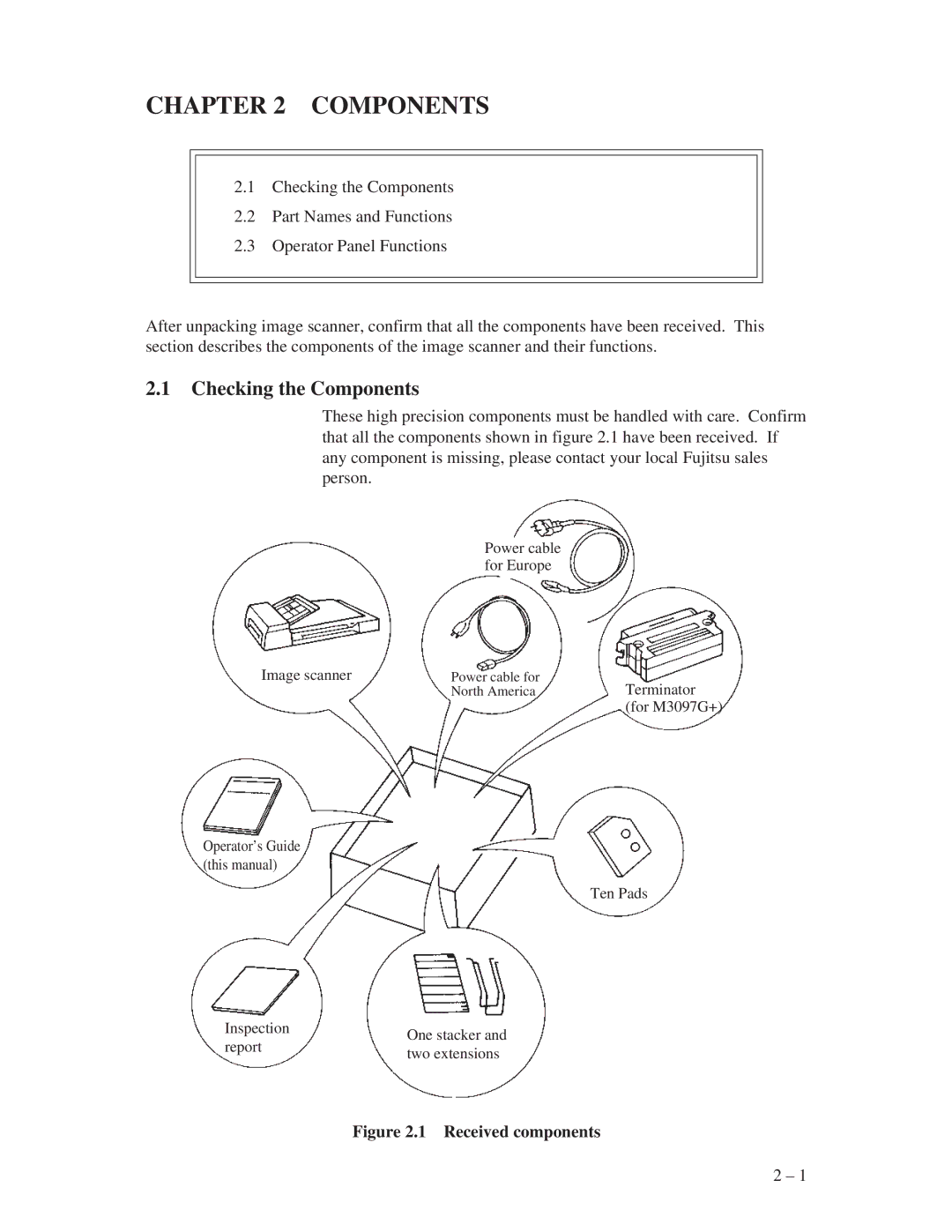 Fujitsu M3097E+, M3097G+ manual Checking the Components 