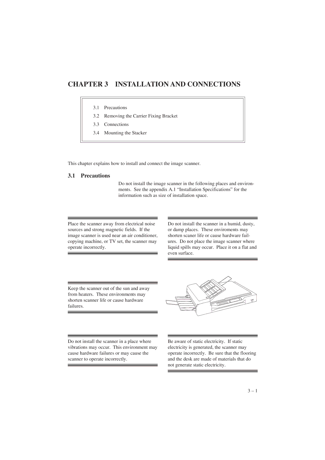 Fujitsu M3097E+, M3097G+ manual Installation and Connections, Precautions 