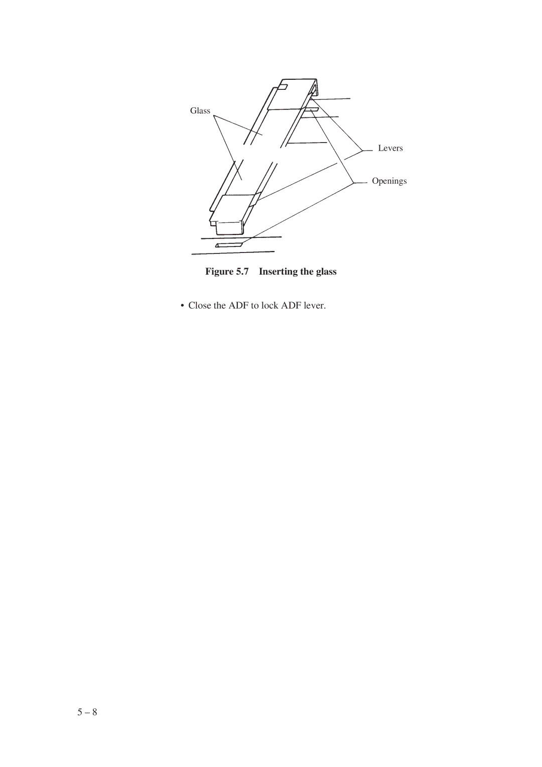 Fujitsu M3097G+, M3097E+ manual Inserting the glass 