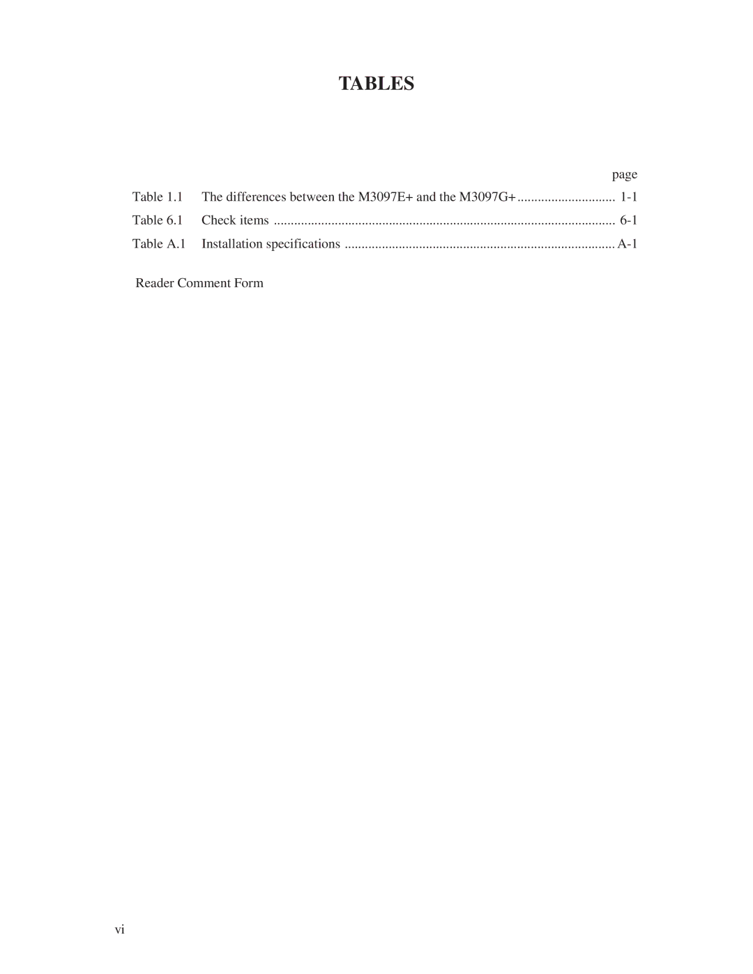 Fujitsu M3097G+, M3097E+ manual Tables 