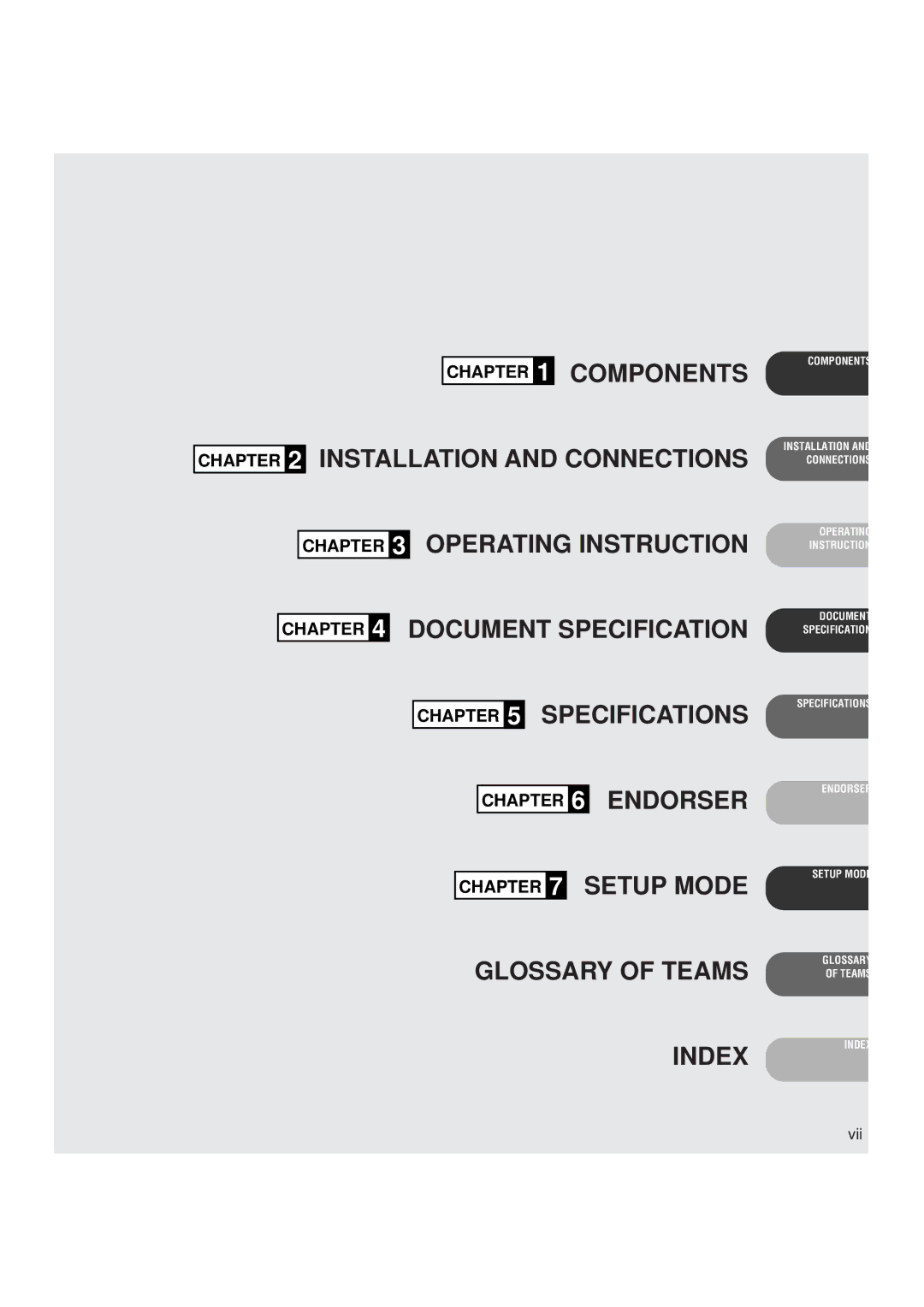 Fujitsu M3099GX, M3099GH, M3099EX, M3099EH manual Specifications Endorser Setup Mode Glossary of Teams Index 