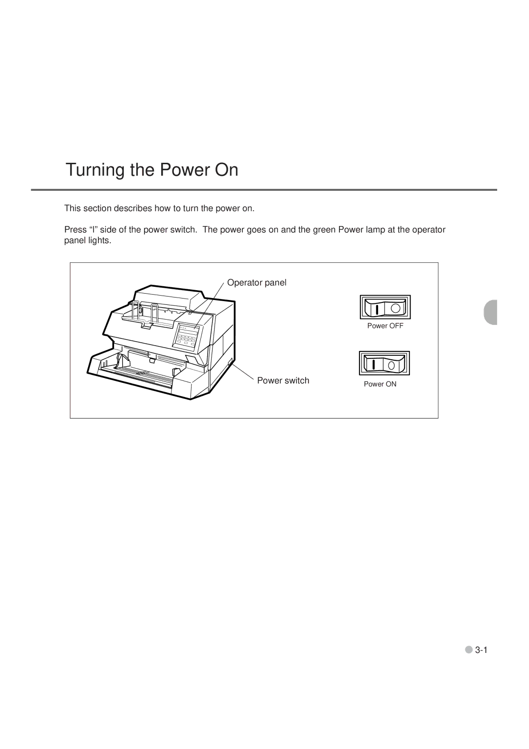 Fujitsu M3099GX, M3099GH, M3099EX, M3099EH manual Turning the Power On 