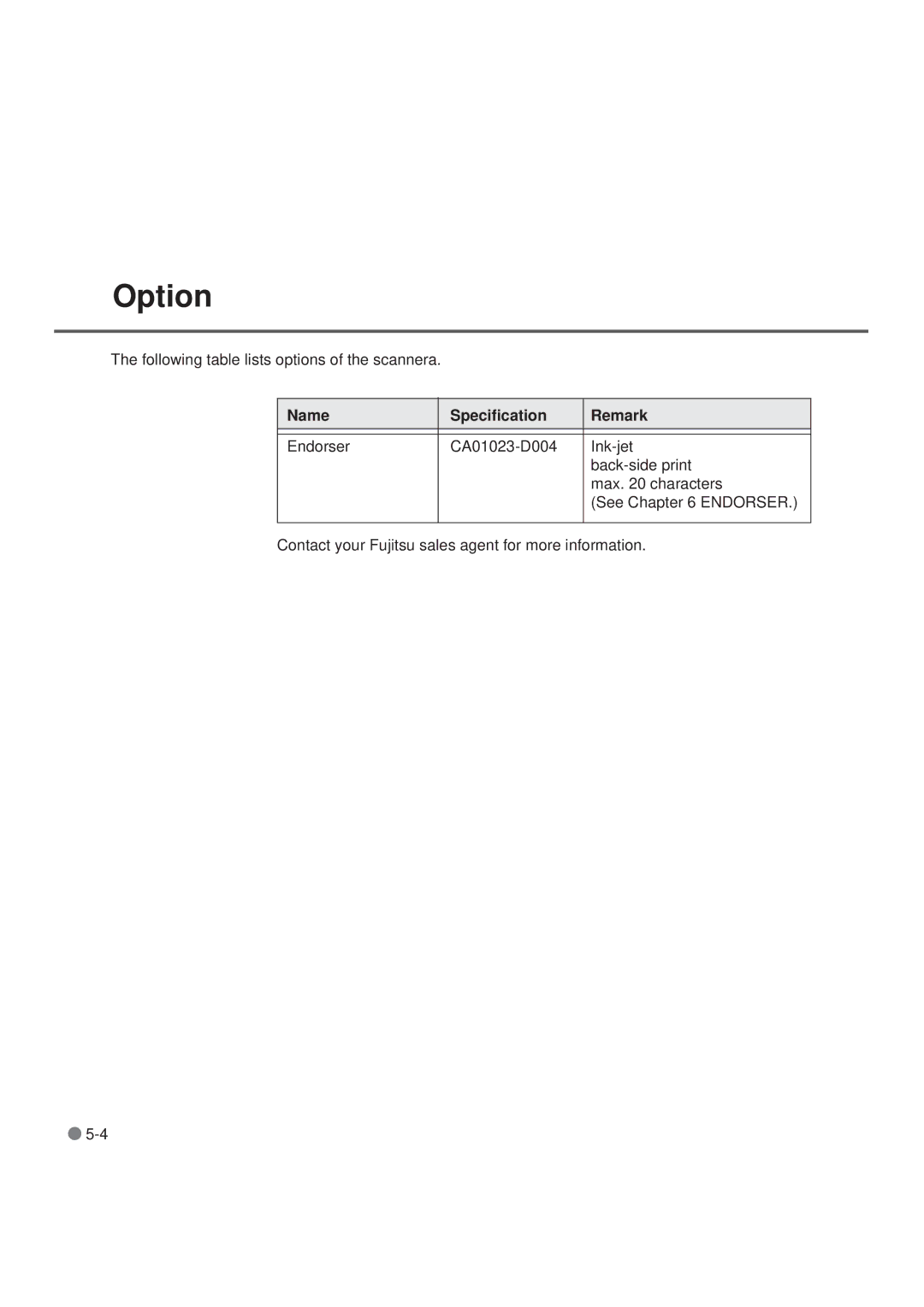 Fujitsu M3099EH, M3099GX, M3099GH, M3099EX manual Option 