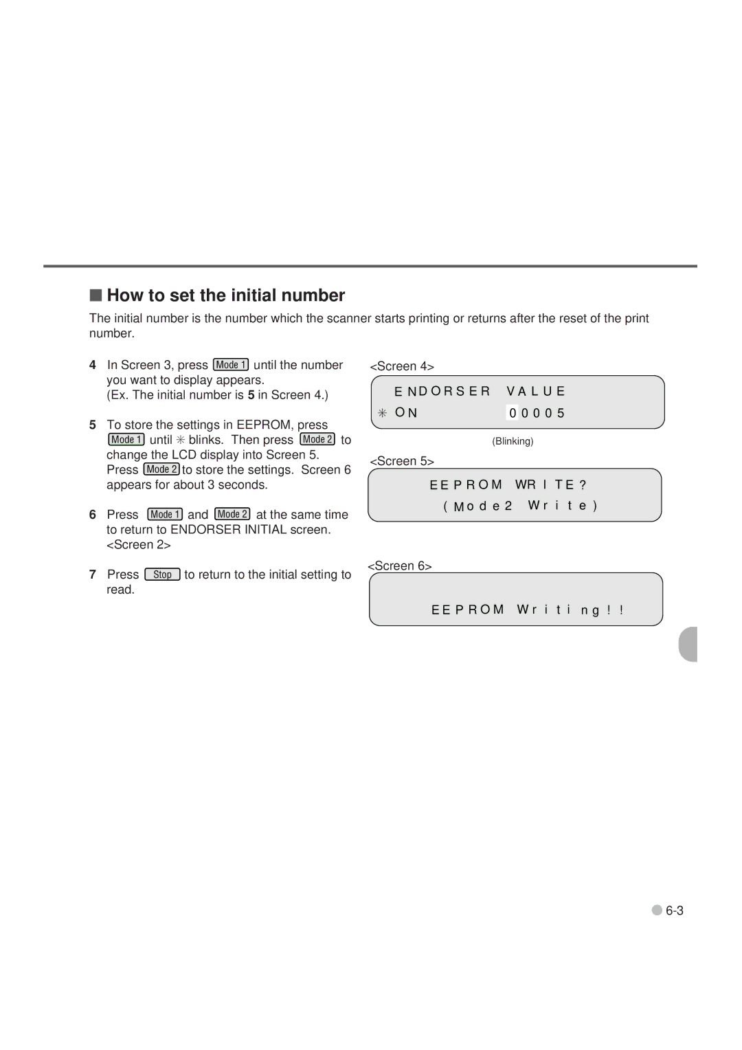 Fujitsu M3099EH, M3099GX, M3099GH, M3099EX manual How to set the initial number 