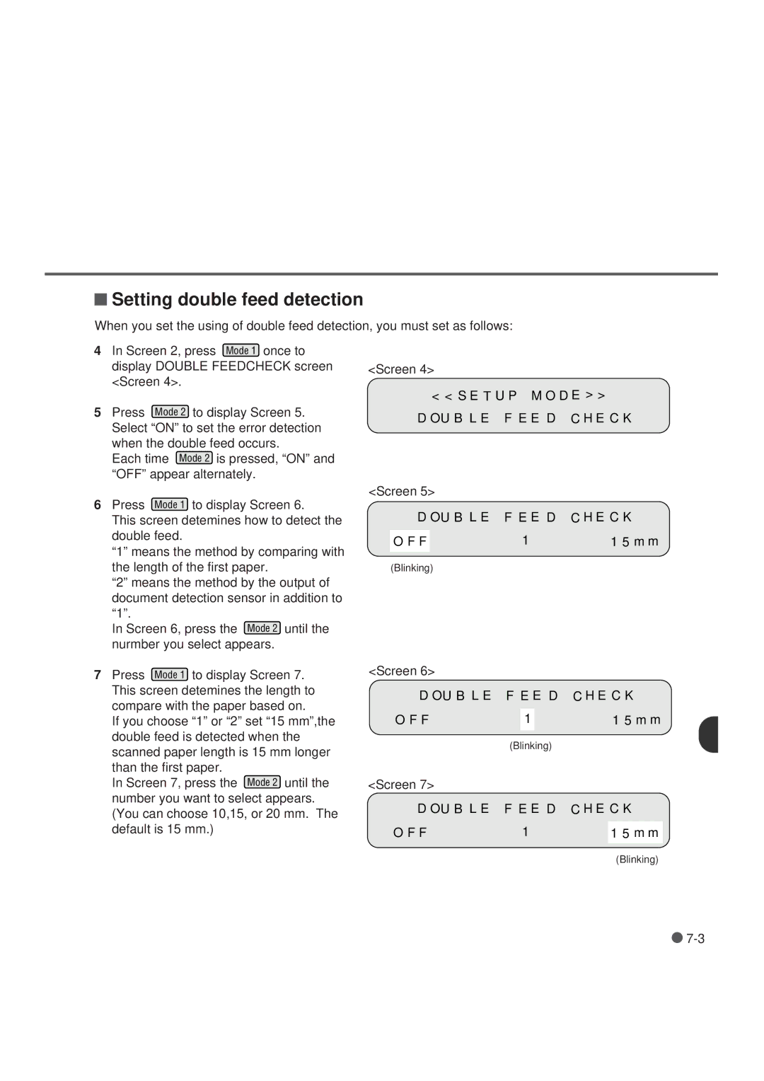 Fujitsu M3099EX, M3099GX, M3099GH, M3099EH manual Setting double feed detection 