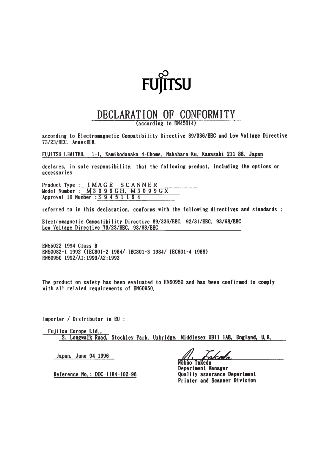 Fujitsu M3099EH, M3099GX, M3099GH, M3099EX manual 