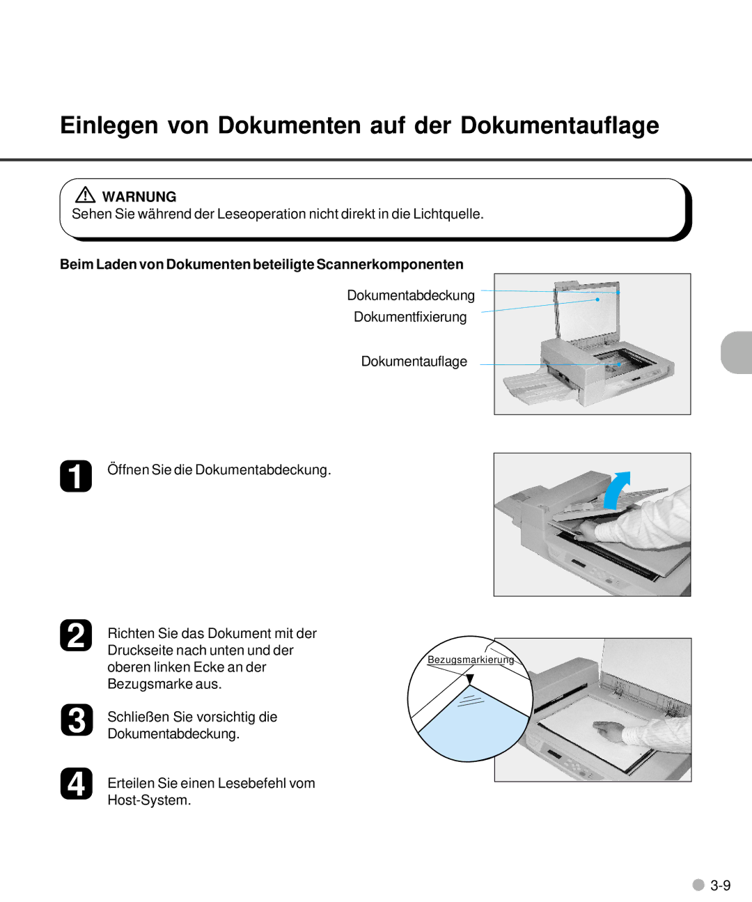 Fujitsu M4097D Einlegen von Dokumenten auf der Dokumentauflage, Beim Laden von Dokumenten beteiligte Scannerkomponenten 