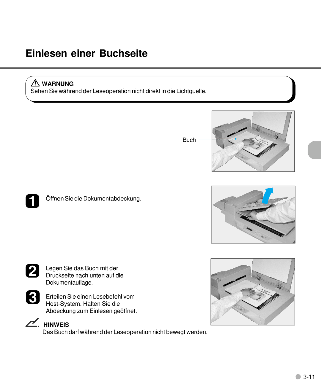 Fujitsu M4097D manual Einlesen einer Buchseite 