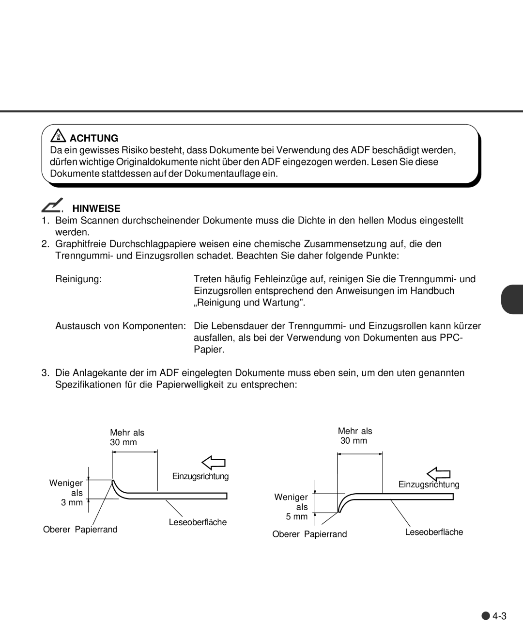 Fujitsu M4097D manual Leseoberfl äche 