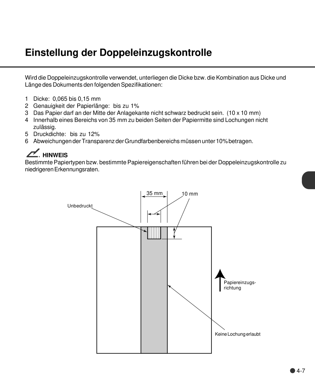 Fujitsu M4097D manual Einstellung der Doppeleinzugskontrolle 