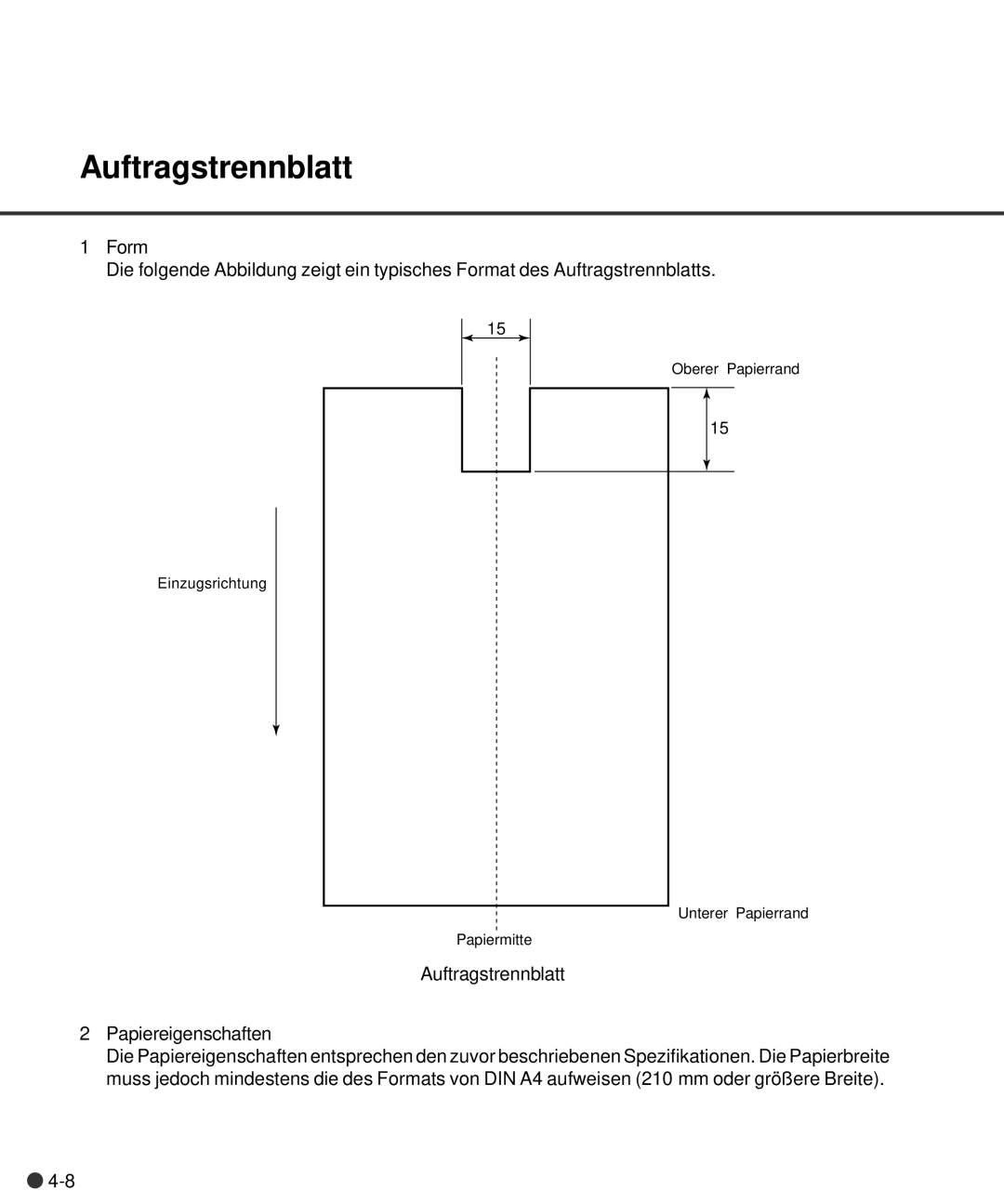 Fujitsu M4097D manual Auftragstrennblatt 