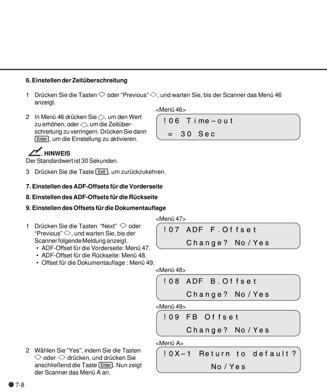 Fujitsu M4097D manual Einstellen der Zeitü berschreitung 