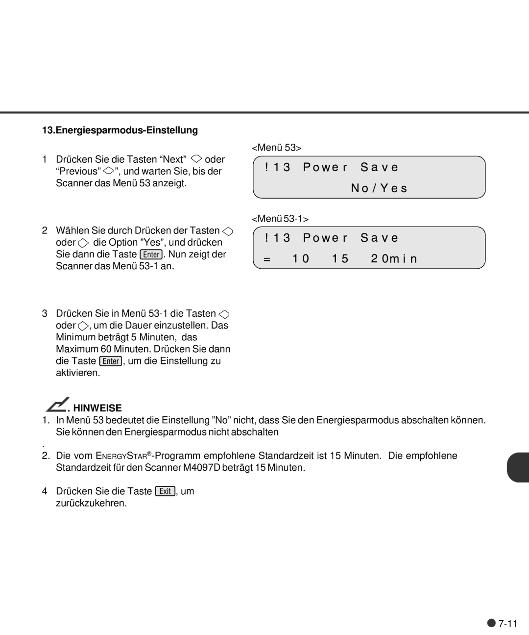 Fujitsu M4097D manual Energiesparmodus-Einstellung 