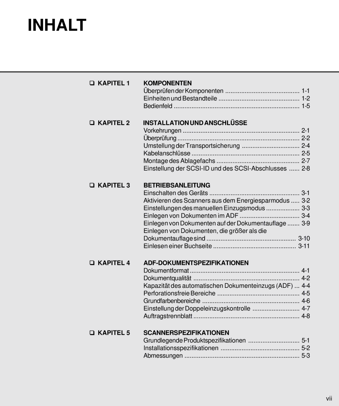 Fujitsu M4097D manual Inhalt, Kapitel 