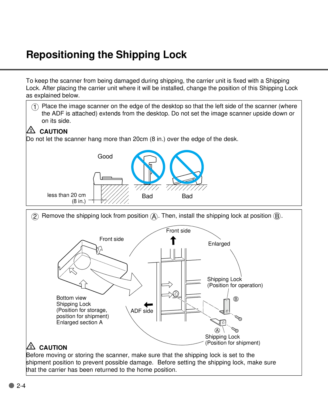 Fujitsu M4097D manual Repositioning the Shipping Lock 