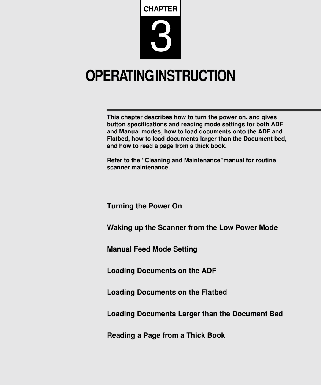 Fujitsu M4097D manual Operatinginstruction 