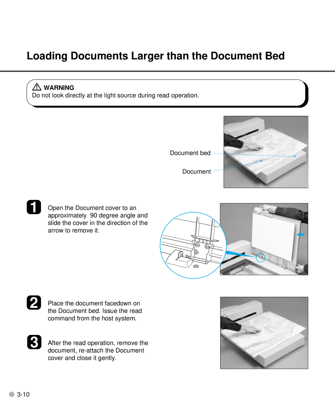 Fujitsu M4097D manual Loading Documents Larger than the Document Bed 