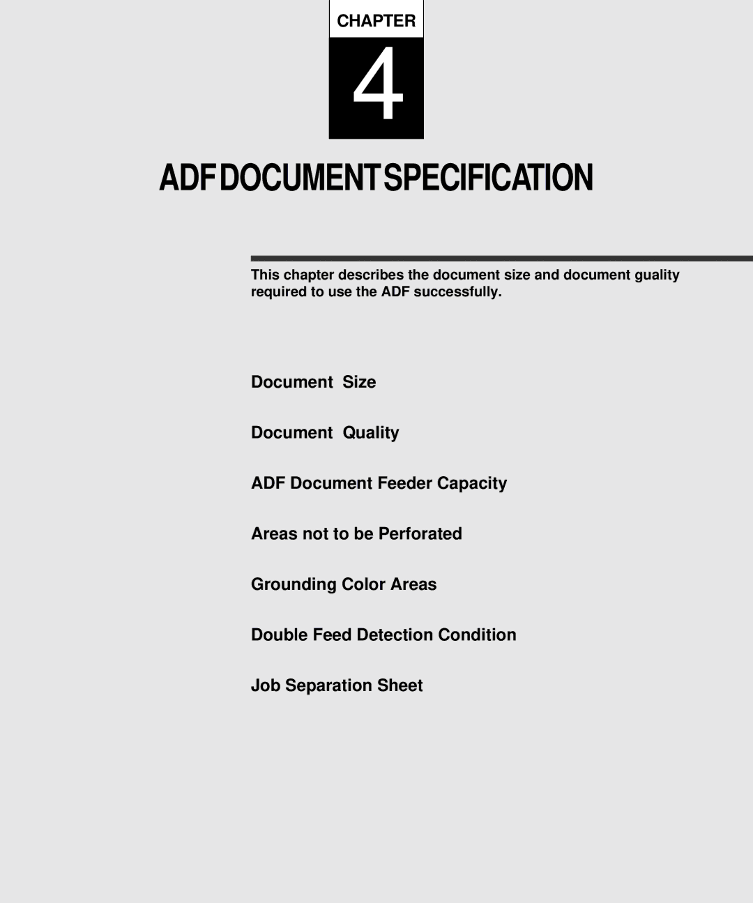 Fujitsu M4097D manual Adfdocumentspecification 