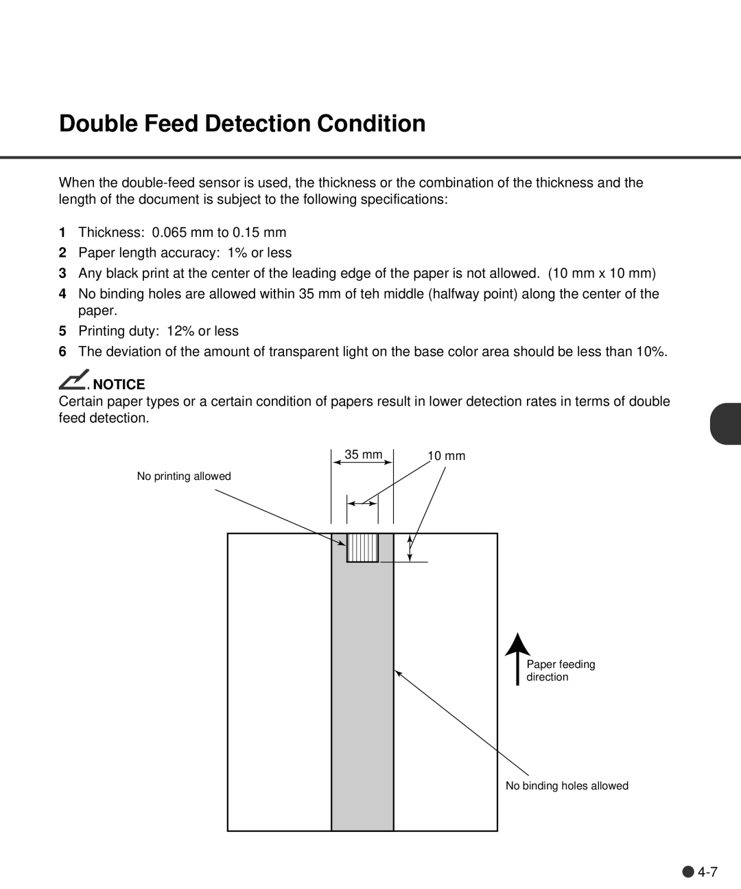 Fujitsu M4097D manual Double Feed Detection Condition 