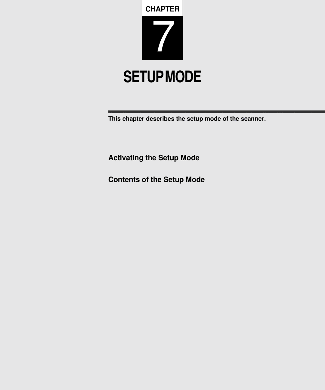 Fujitsu M4097D manual Setupmode, This chapter describes the setup mode of the scanner 