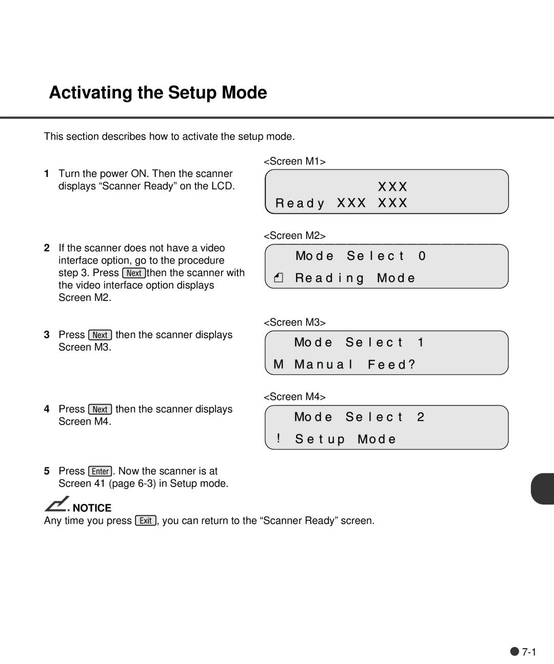 Fujitsu M4097D manual Activating the Setup Mode 