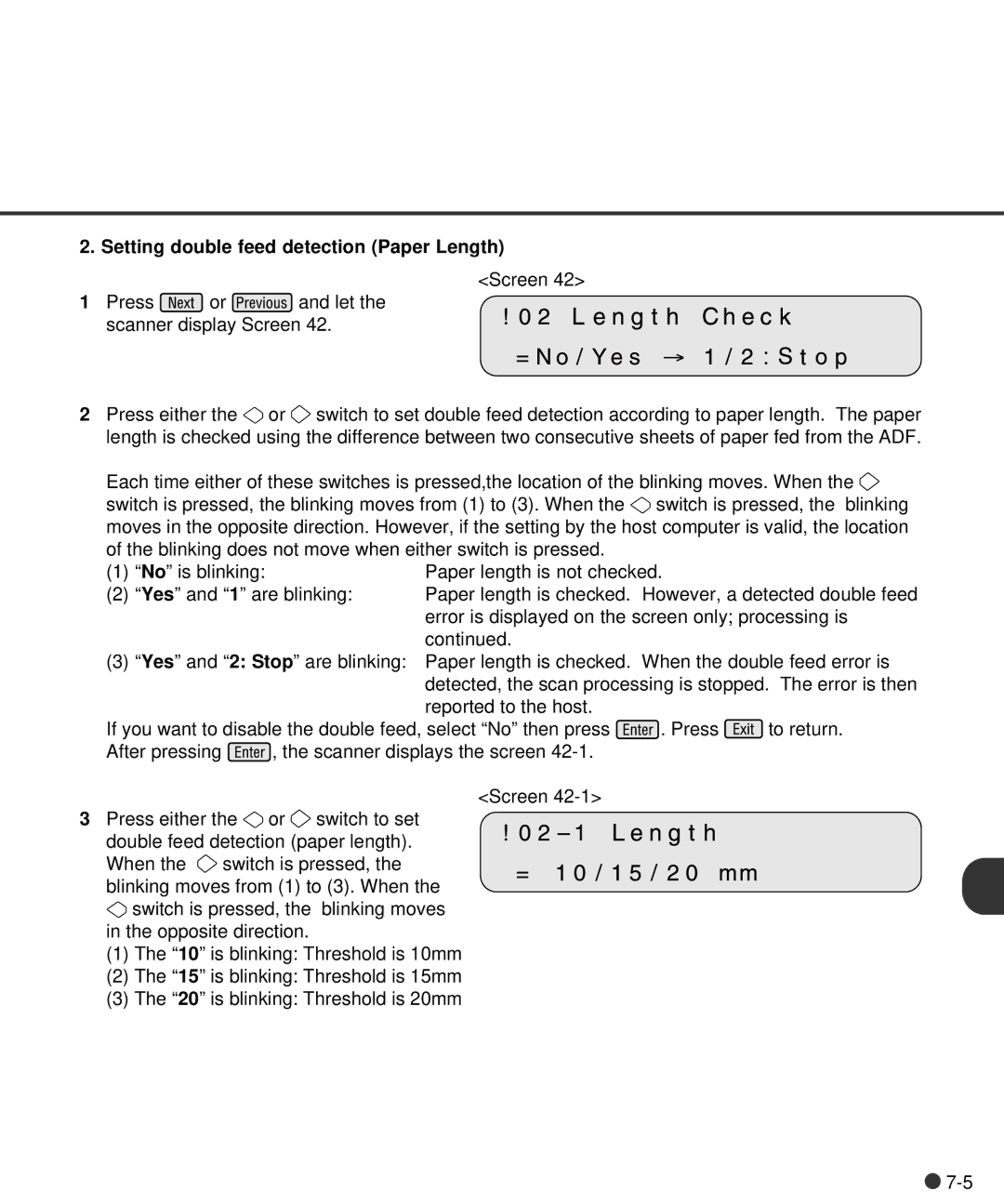 Fujitsu M4097D manual Setting double feed detection Paper Length 