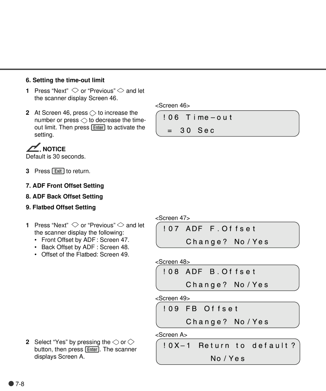 Fujitsu M4097D manual Setting the time-out limit 