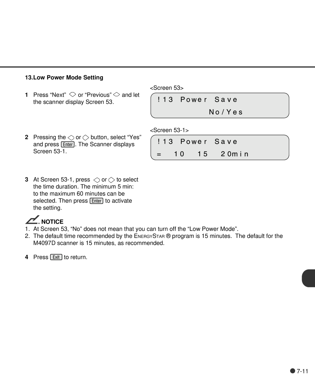 Fujitsu M4097D manual Low Power Mode Setting 